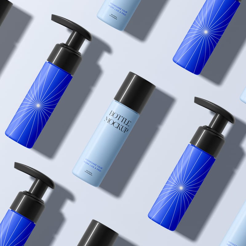 Top View Bottle Mockups PSD