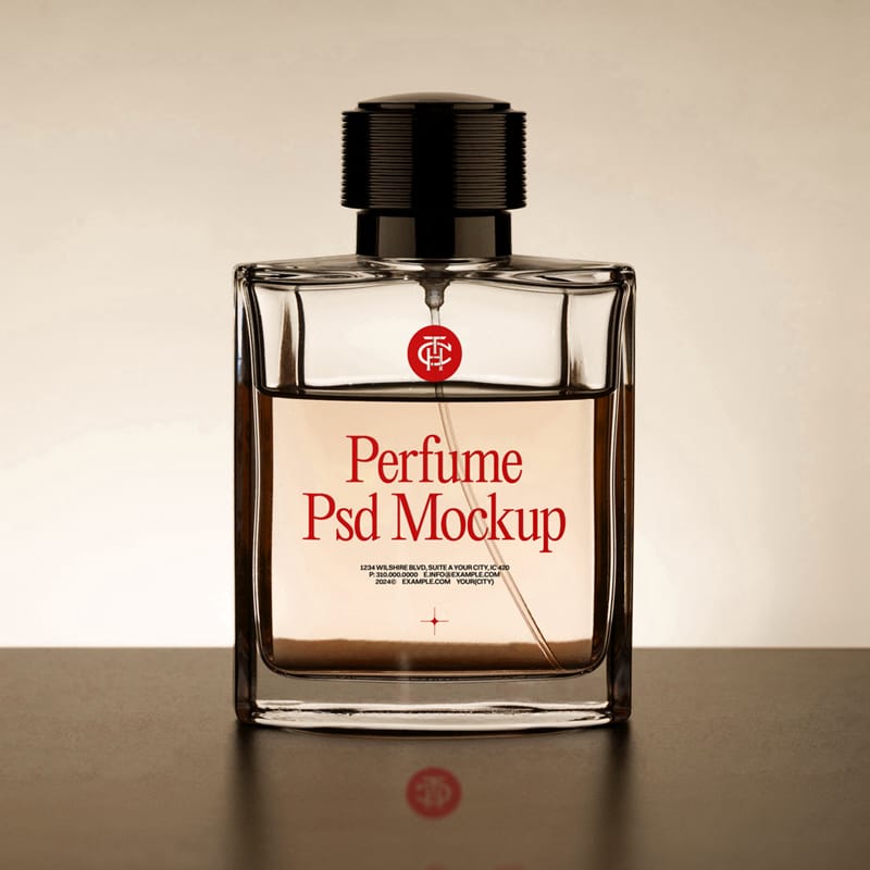 Transparent Perfume Bottle Mockup PSD