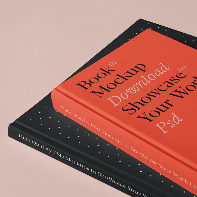 Two Hardcover Books Mockup PSD