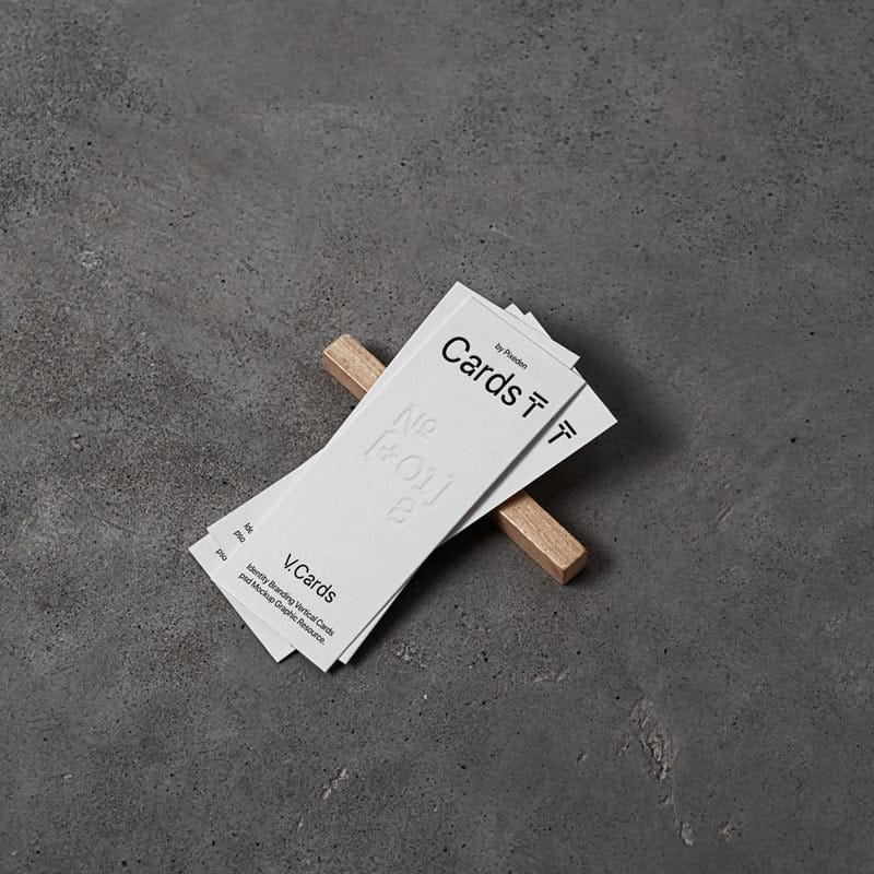 Vertical Brand Identity Cards Scene Mockup PSD