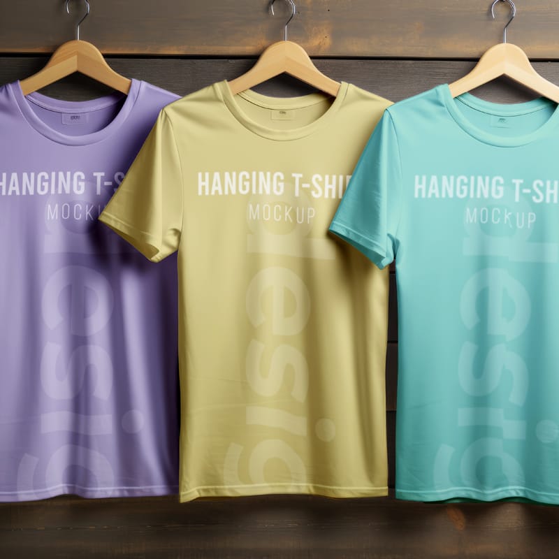 Wooden Hanger T-shirt Mockup PSD