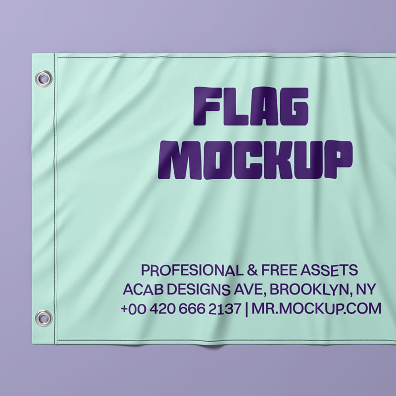 Wrinkled Flag Mockup PSD