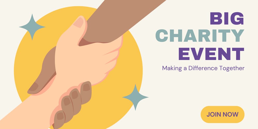 Yellow Cream Illustrative Charity Event Presentation