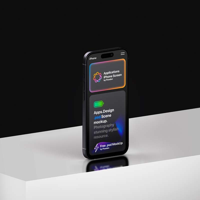 iPhone Pro Showcase App Screen Mockup PSD