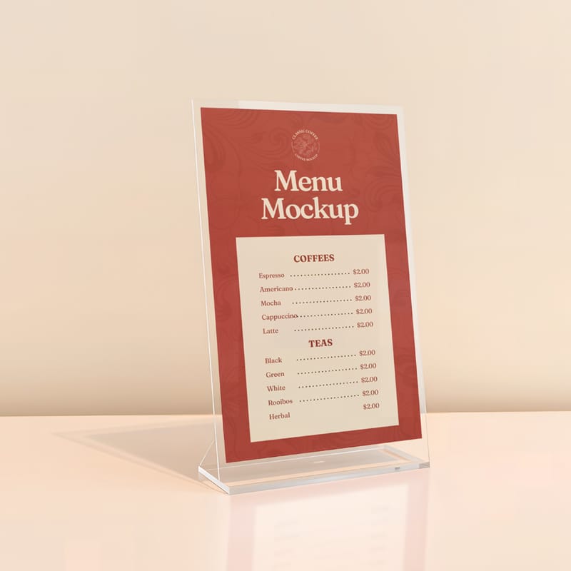 Acrylic Menu Mockup PSD