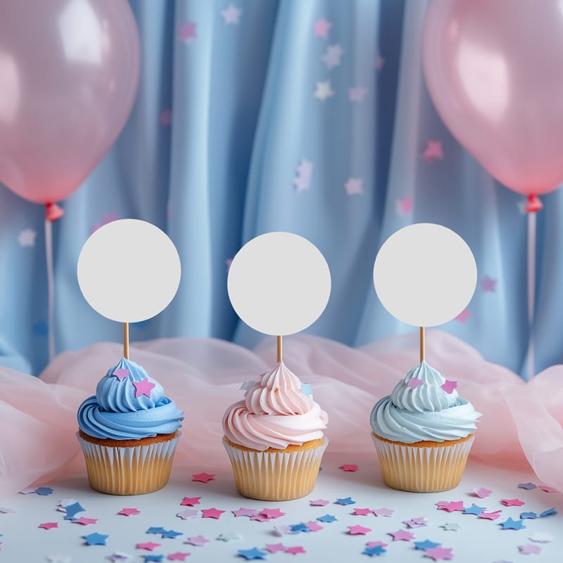 Baby Cupcake Topper Mockup PSD
