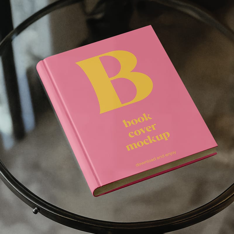 Book on Glass Table Mockup PSD