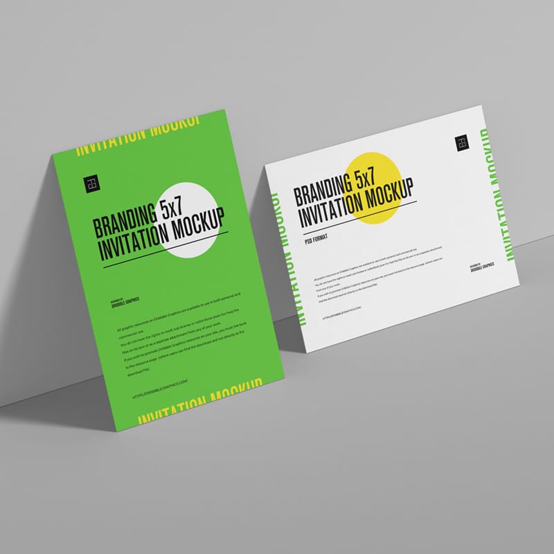 Branding 5×7 Invitation Mockup PSD