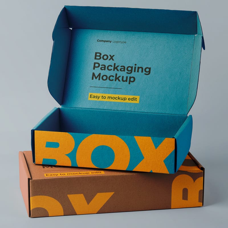Cardboard Packaging Box Mockup PSD