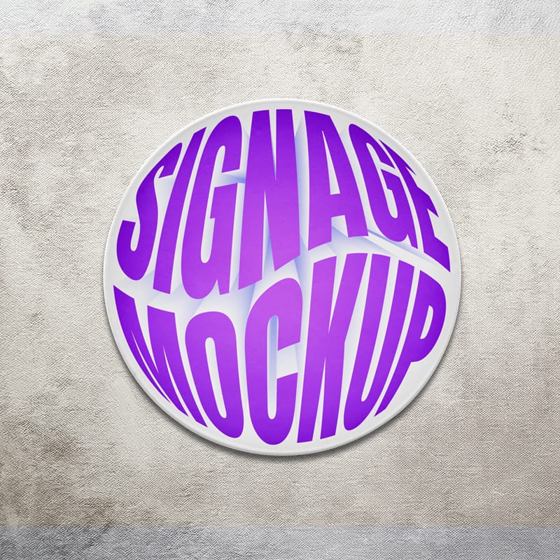Circle Sign on Wall Mockup PSD