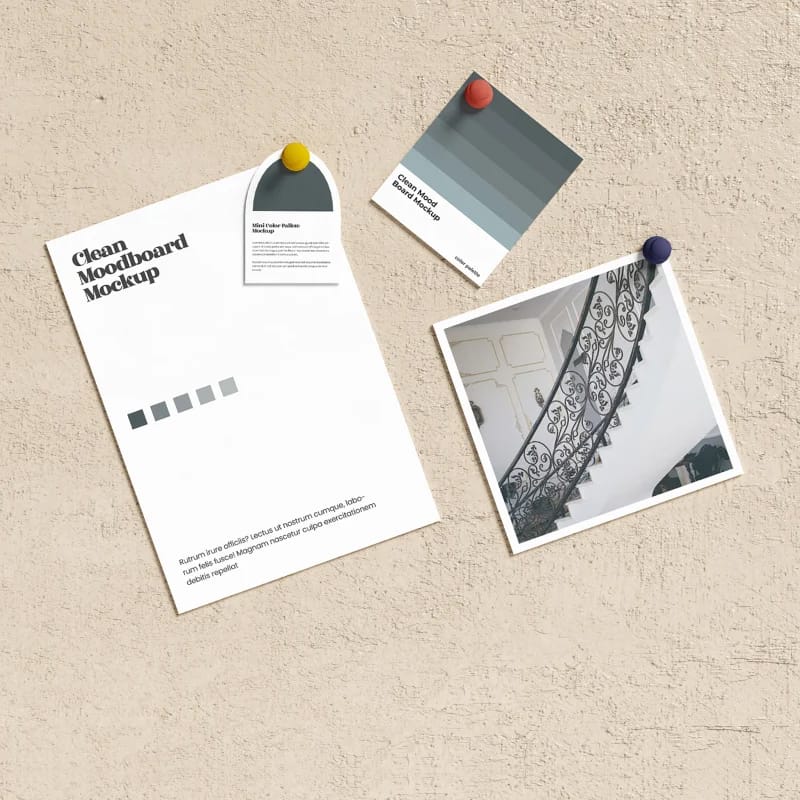 Clean Ideas Moodboard Mockup PSD