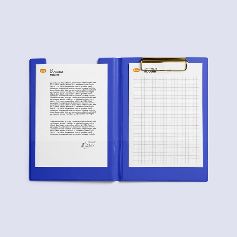 Clipboard with Documents Mockup PSD