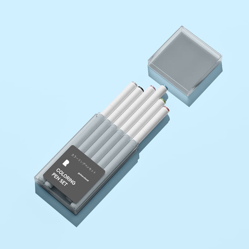 Coloring Pen Set Mockup PSD