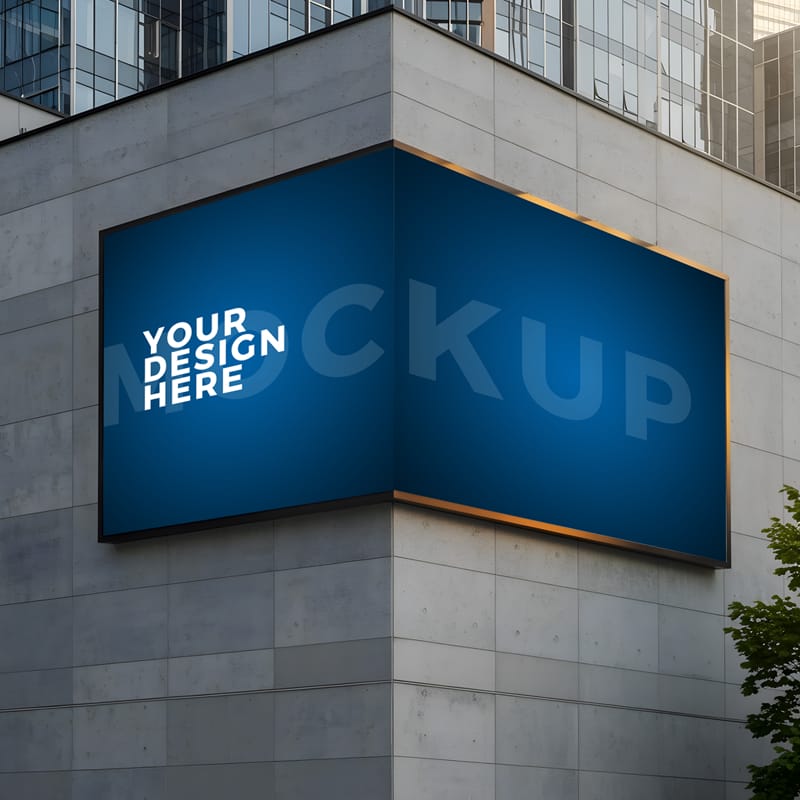 Corner Billboard Mockup for Urban Branding PSD