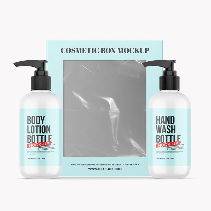 Cosmetic Box Mockup with a Transparent Window PSD