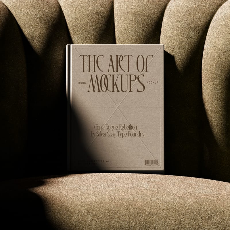 Cover Book Mockup On Armchair V2 Front View PSD