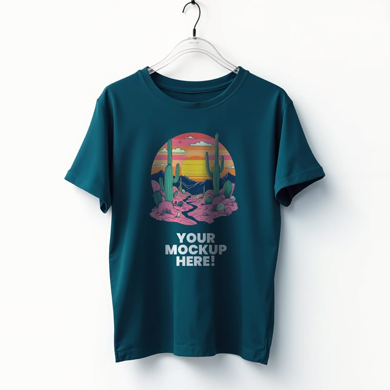 Dark Cyan T-shirt Mockup PSD