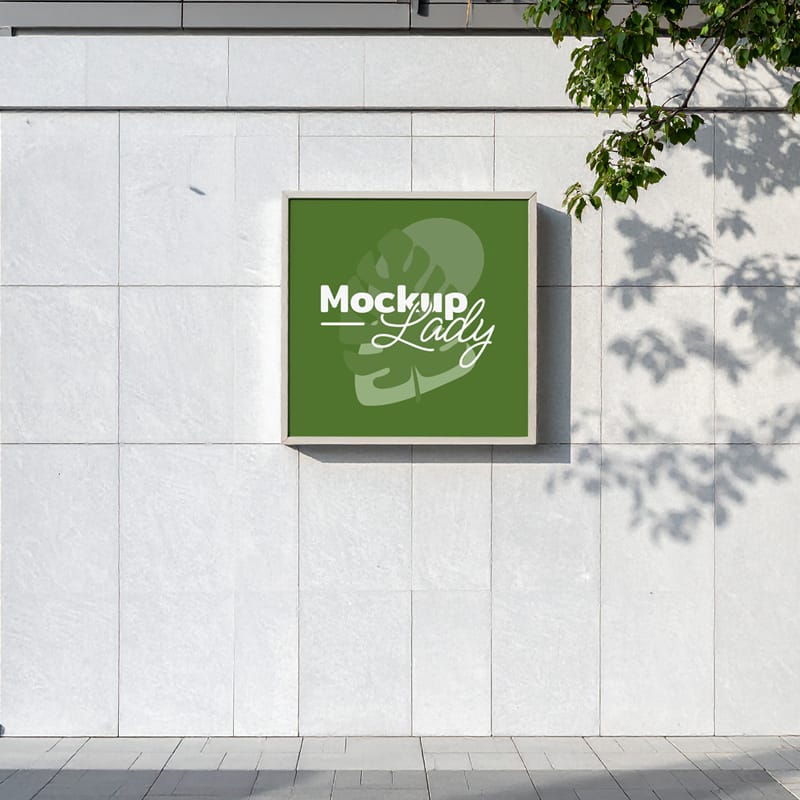 Facade Mockup with Square Sign PSD