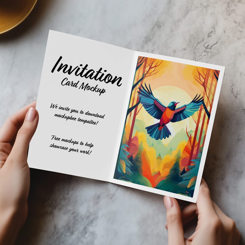 Folded Invitation Card Mockup PSD