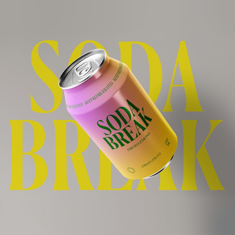 Free Aluminum Beverage Can Mockup PSD