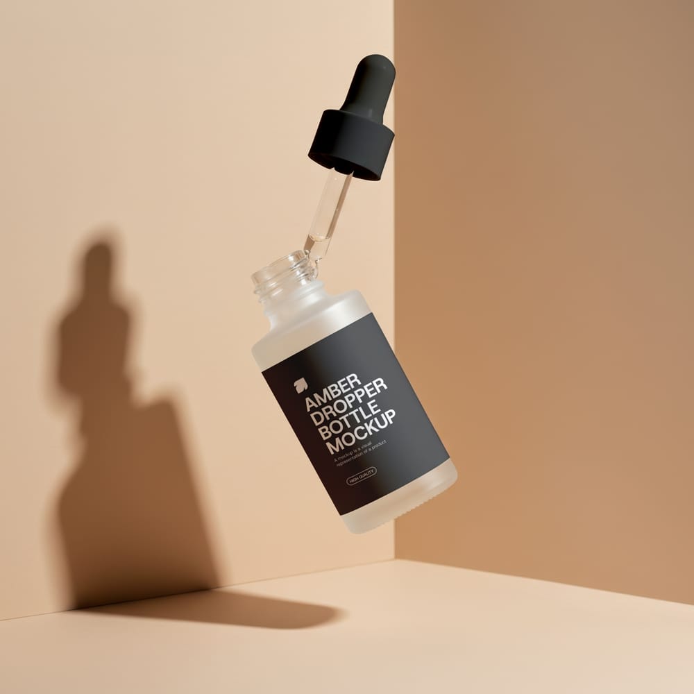 Free Amber Dropper Bottle Mockup PSD