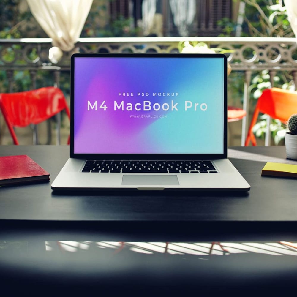 Free Apple M4 MacBook Pro Mockup PSD