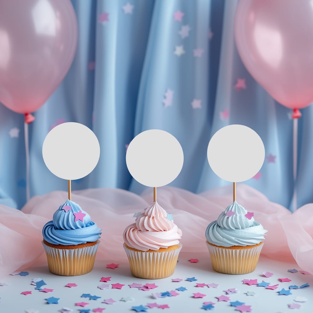 Free Baby Cupcake Topper Mockup PSD