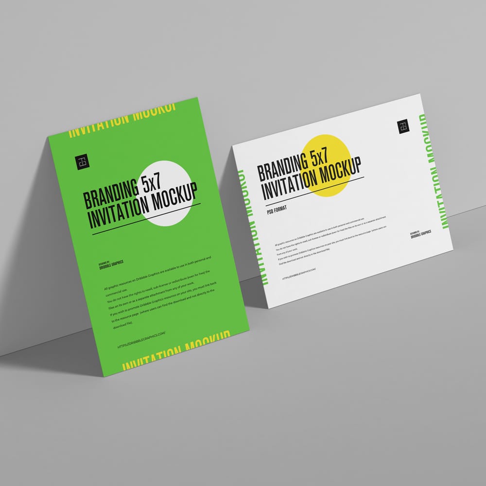 Free Branding 5×7 Invitation Mockup PSD
