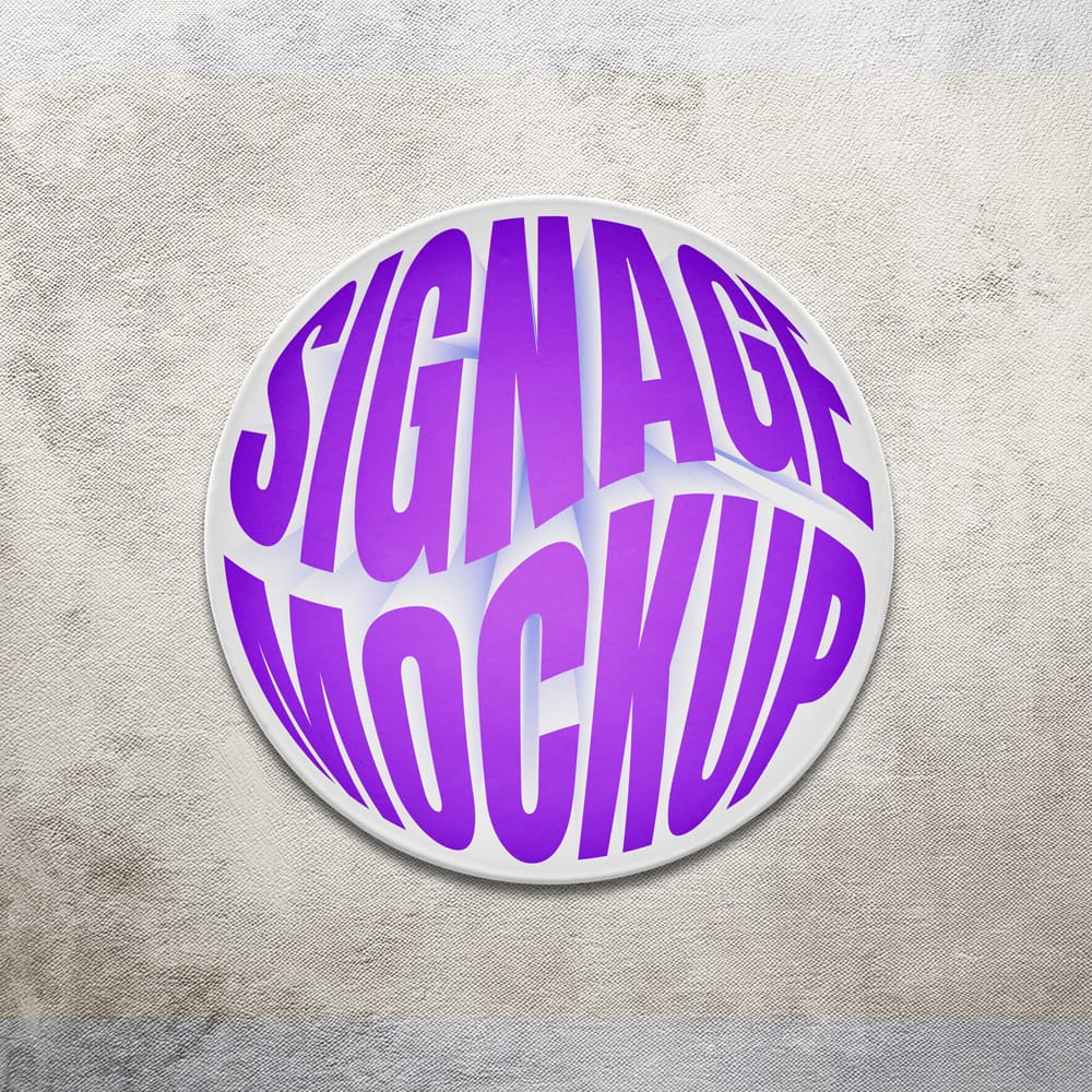 Free Circle Sign on Wall Mockup PSD