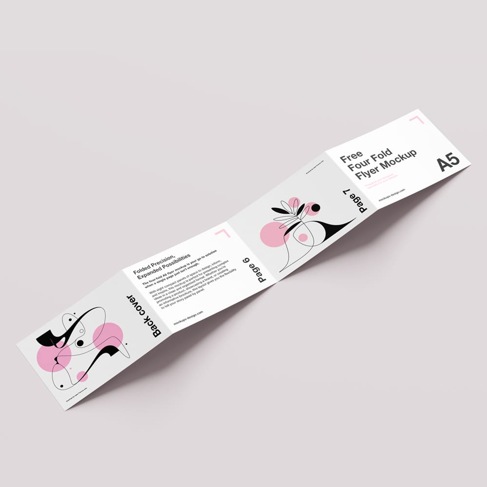 Free Clean Four-Fold Flyer Mockup PSD