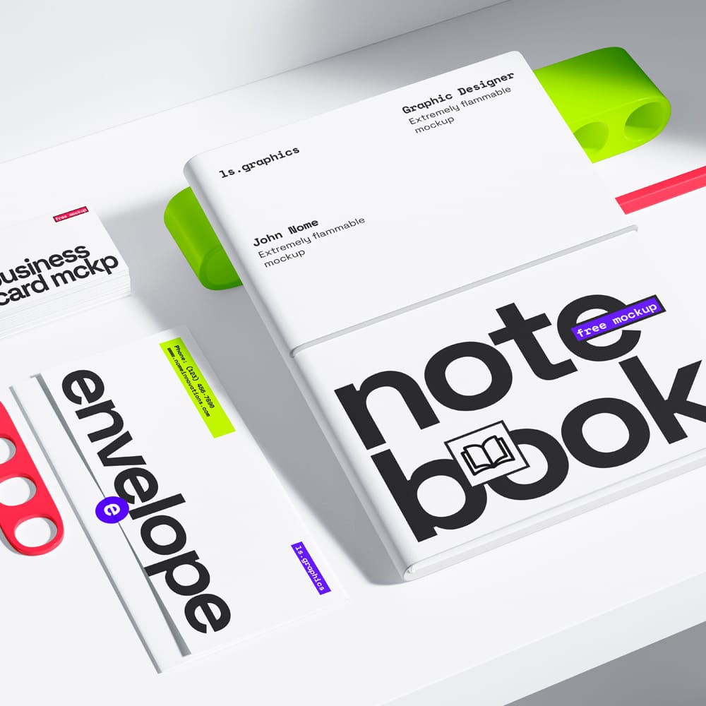 Free Clean and Modern Branding Stationery Mockup PSD