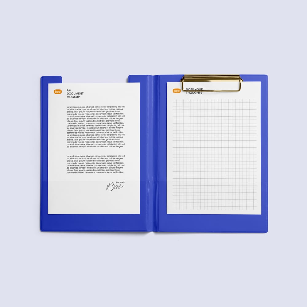 Free Clipboard with Documents Mockup PSD