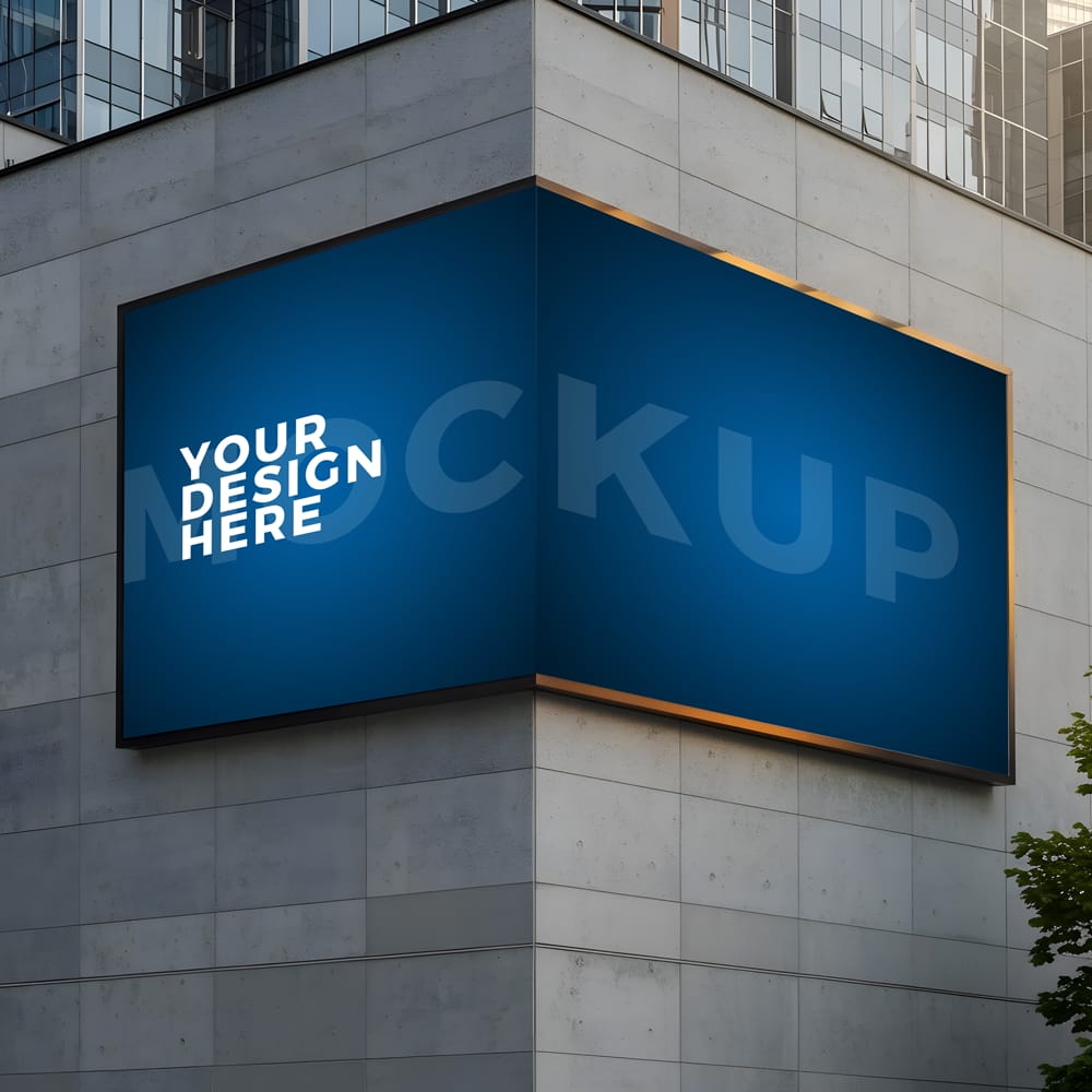 Free Corner Billboard Mockup for Urban Branding PSD