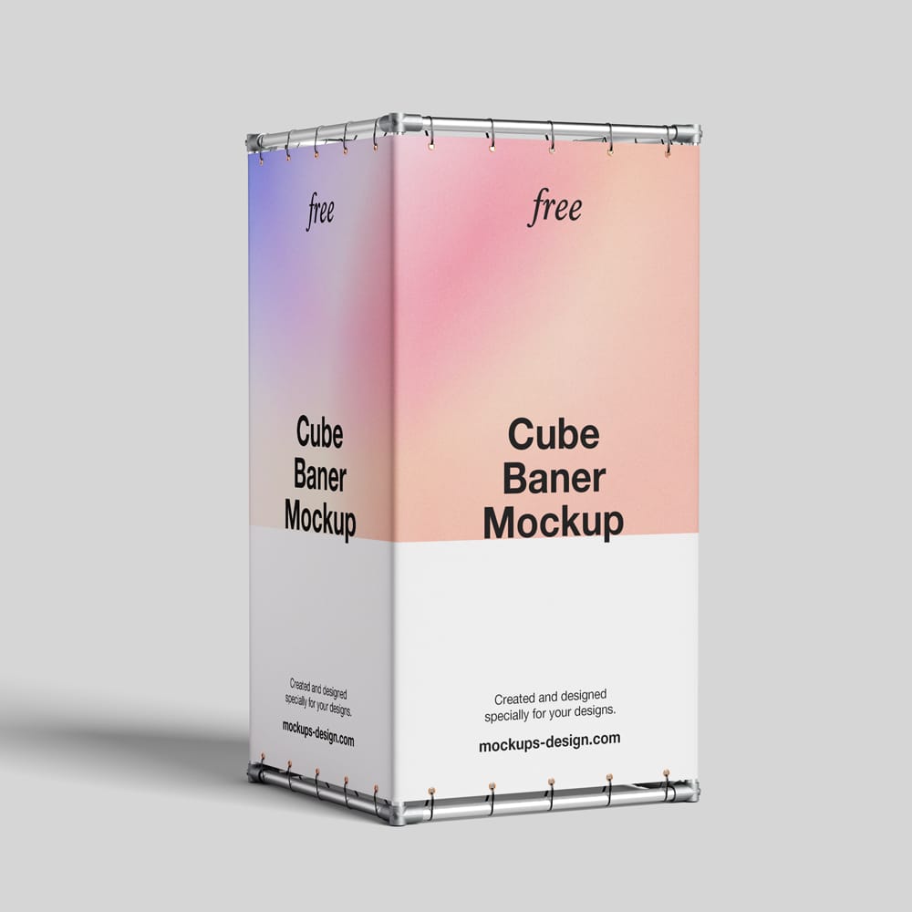 Free Cube Banner Mockup PSD