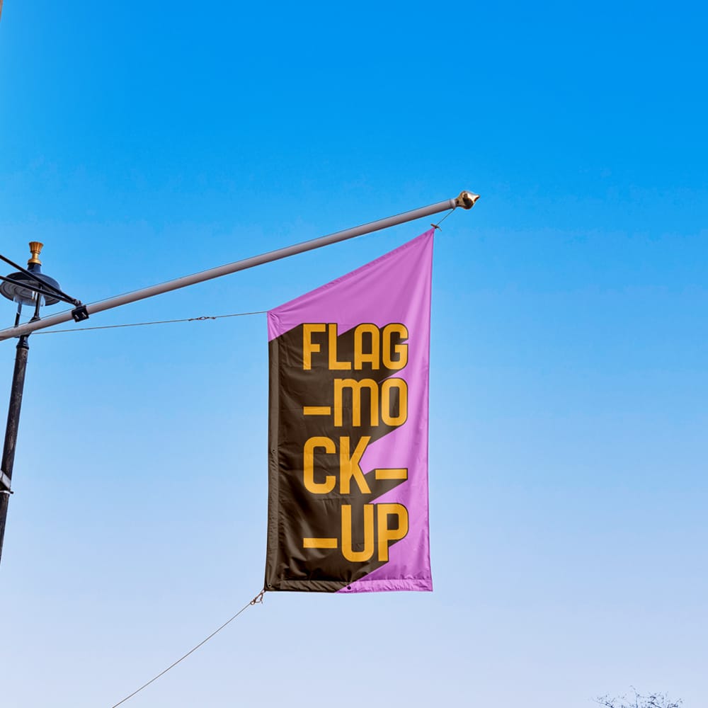 Free Flag on Pole Mockup PSD