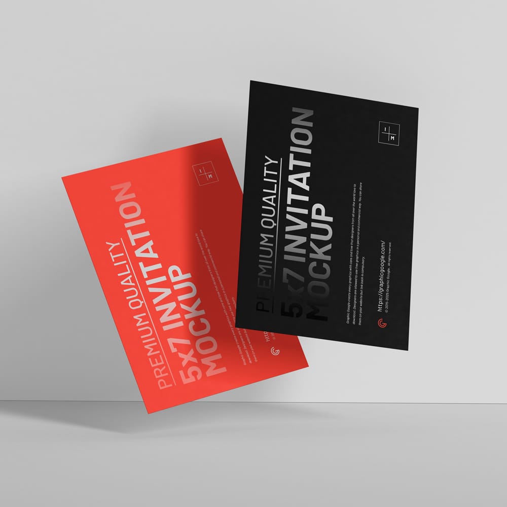 Free Floating 5×7 Invitation Mockup PSD