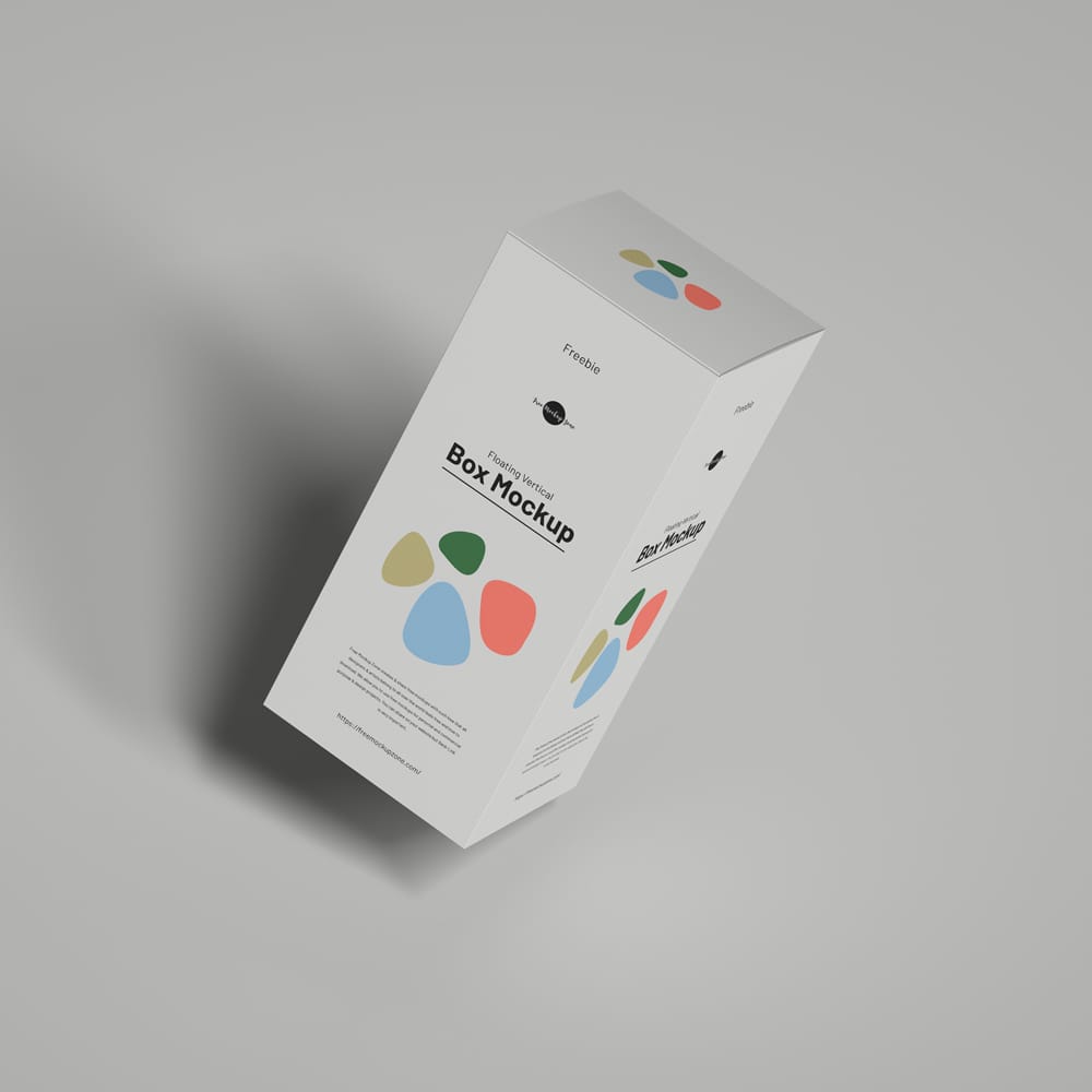 Free Floating Vertical Box Mockup PSD