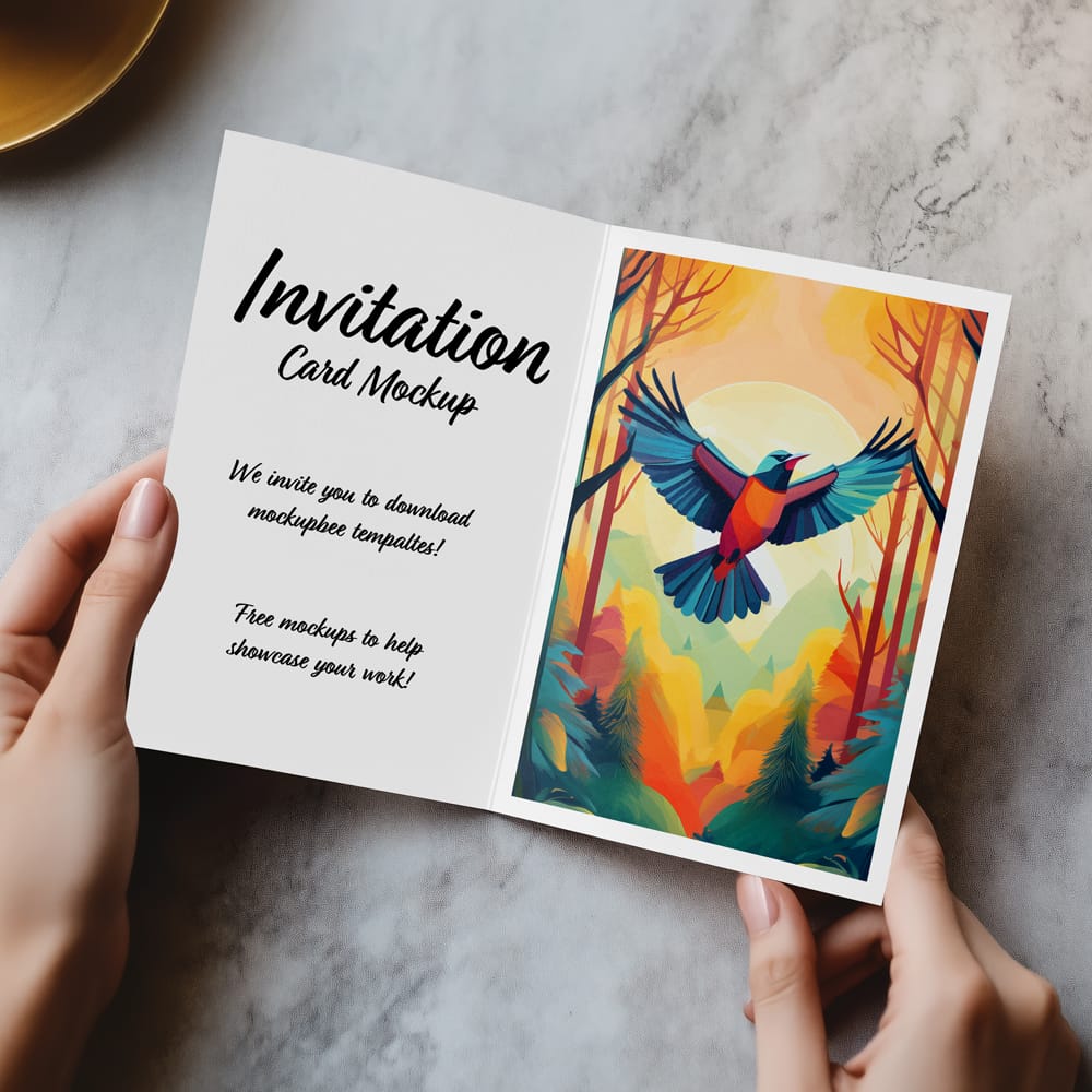 Free Folded Invitation Card Mockup PSD