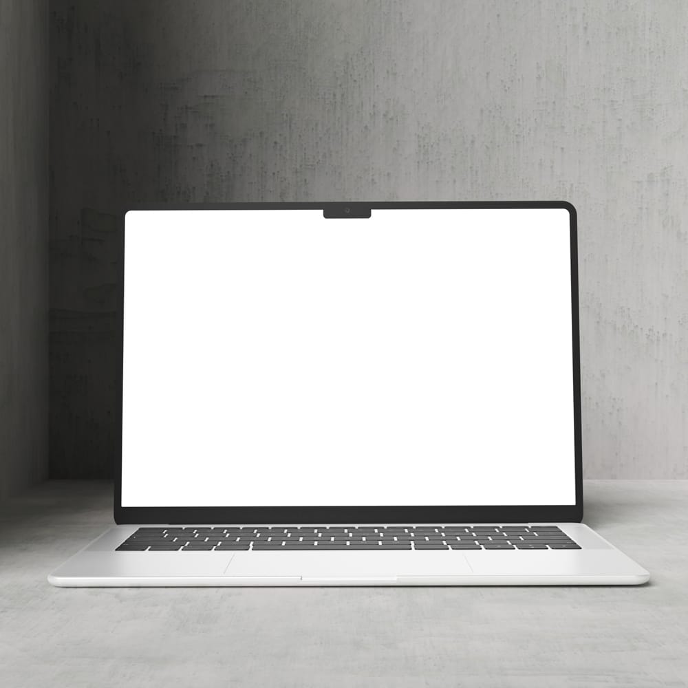 Free Front Minimalist Laptop Mockup PSD