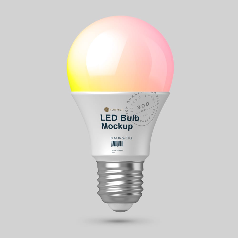 Free Glossy and Matte LED Bulb Mockup PSD