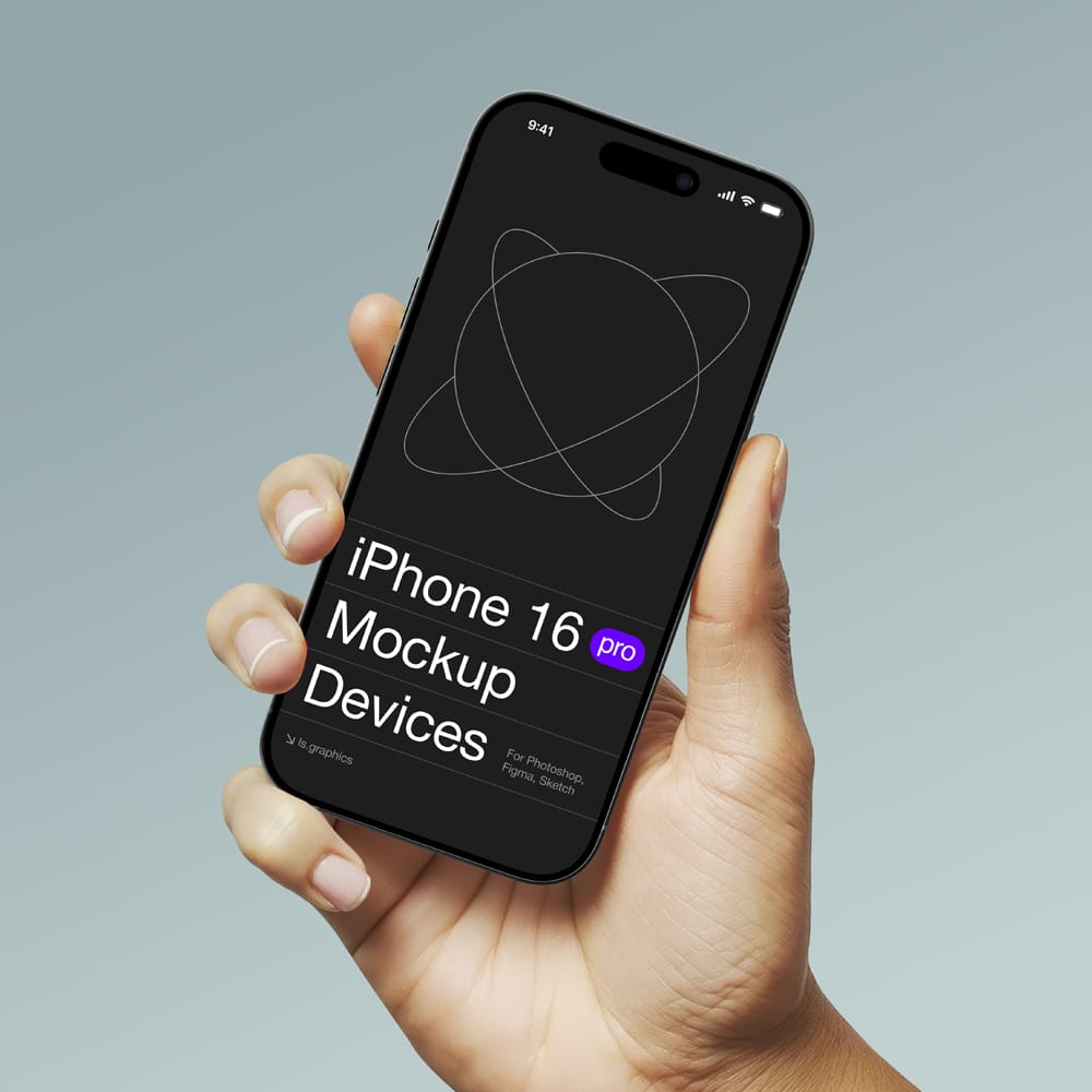 Free Hand Holding iPhone 16 Pro Mockup PSD