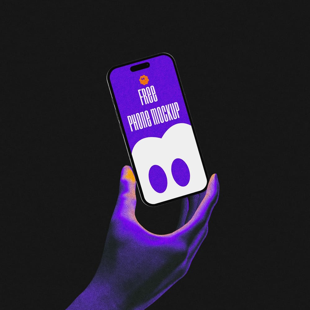 Free Handheld Phone Mockup PSD