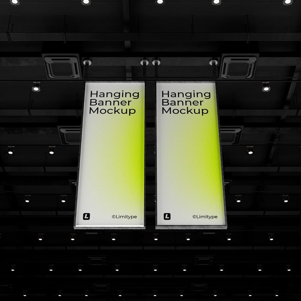 Free Hanging Banner Mockup Template PSD