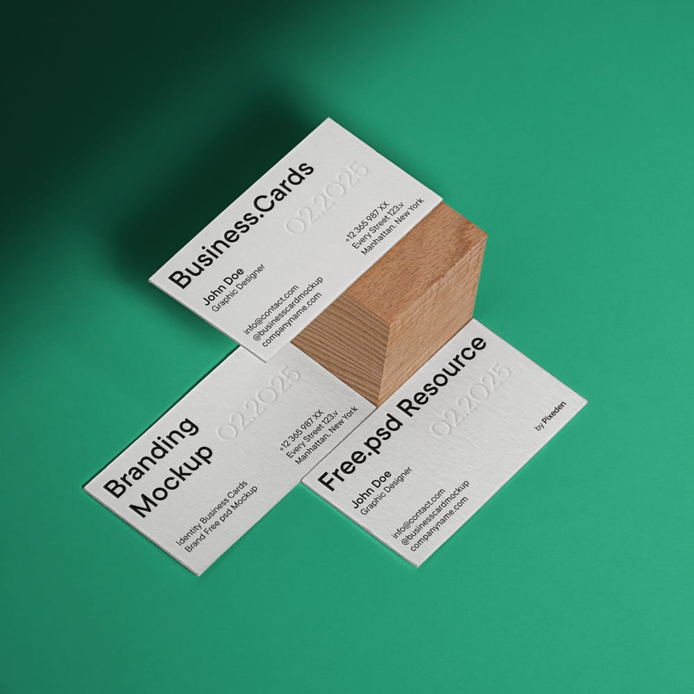 Free Identity Business Cards Brand Mockup PSD