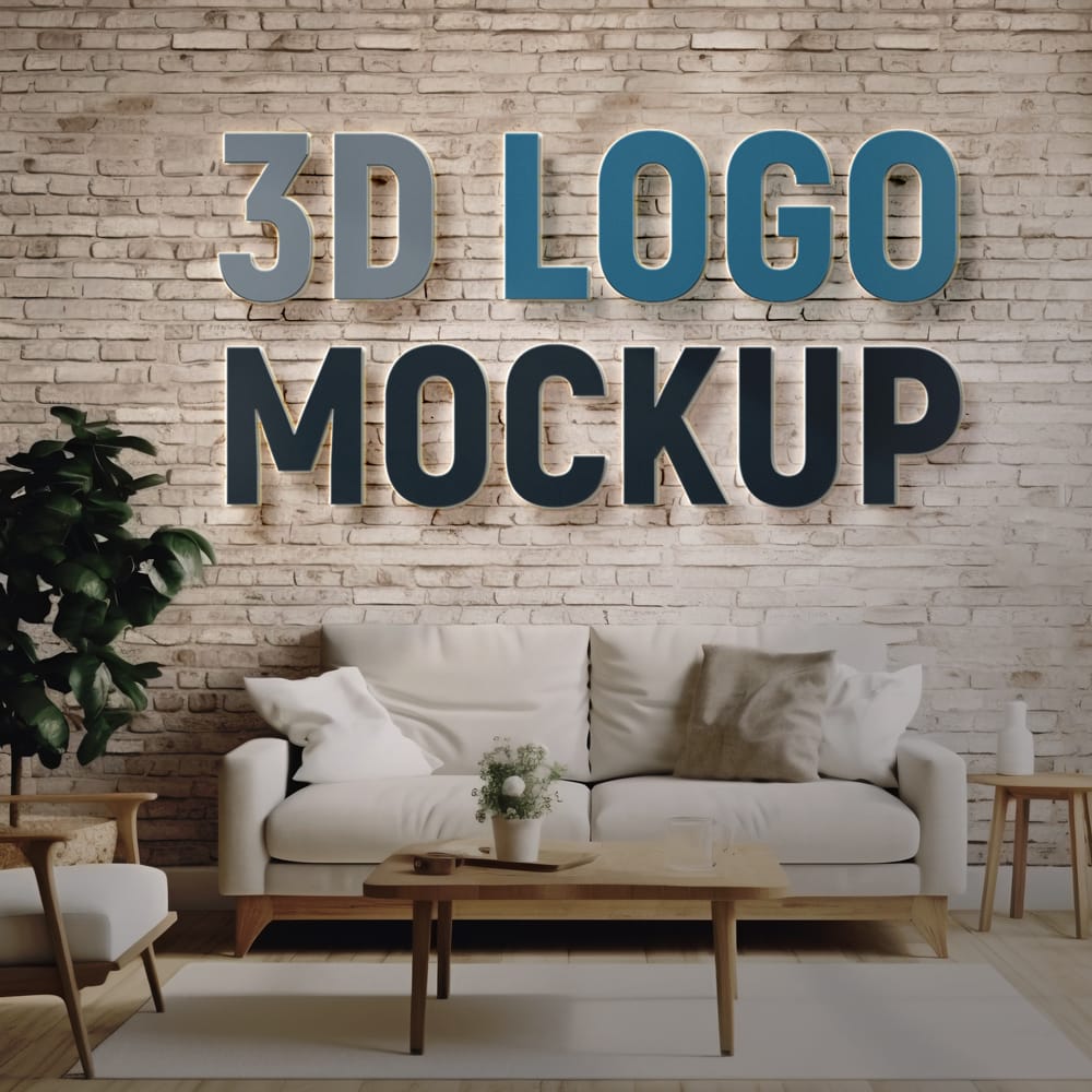 Free Interior Wall Logo Mockup PSD