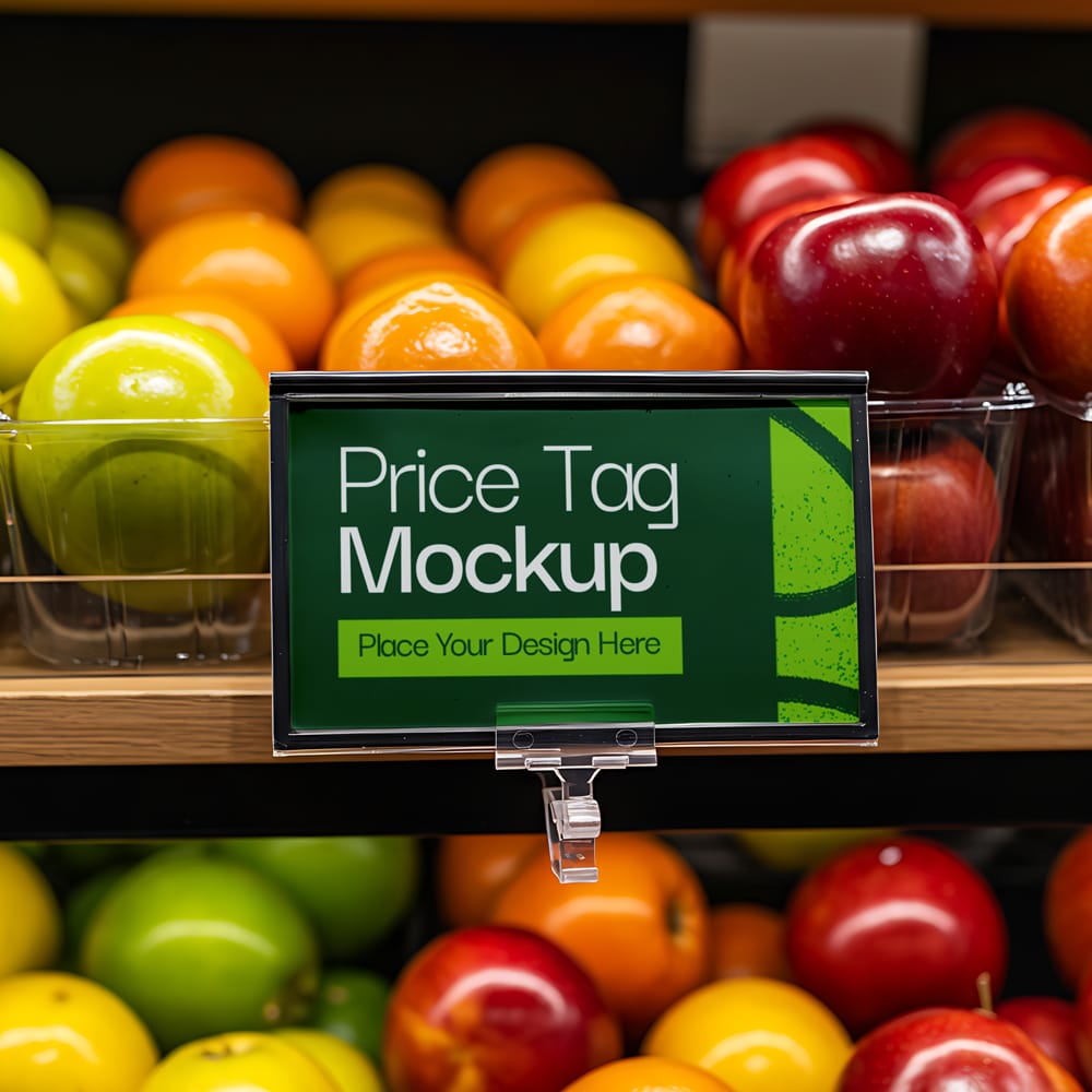 Free Label tag Super Market Mockup PSD
