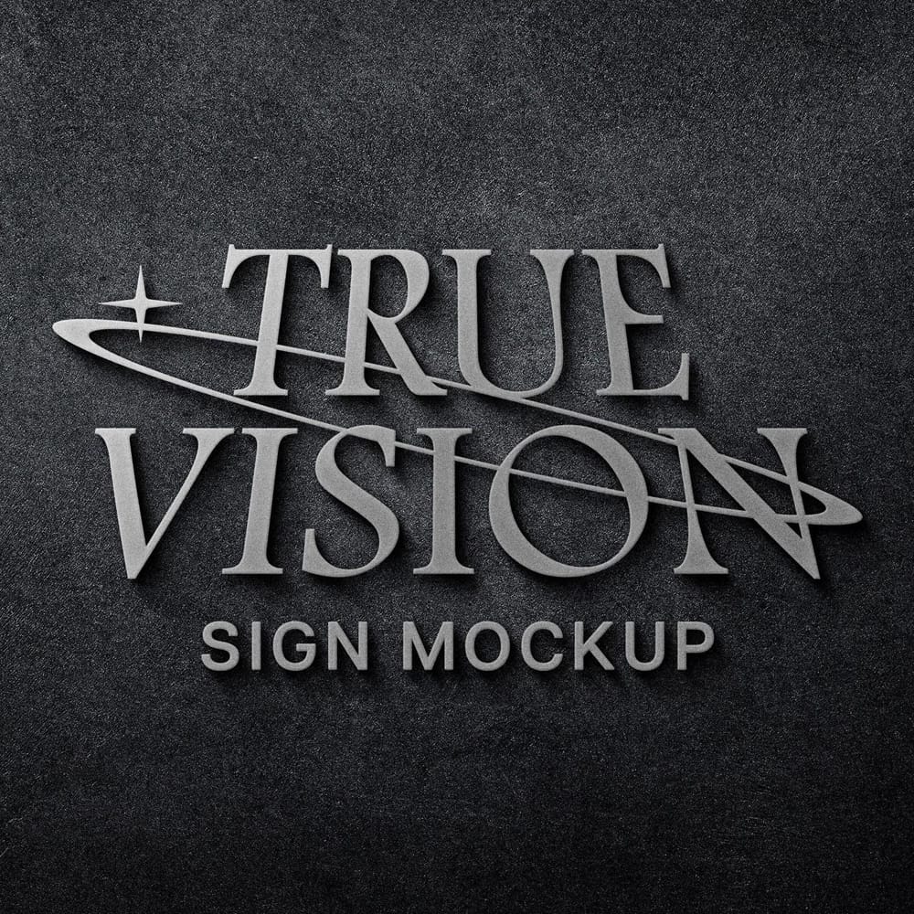 Free Luxury Silver Signboard Logo Mockup PSD