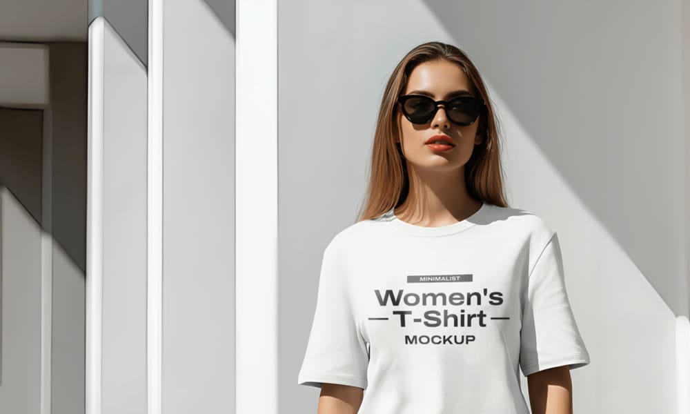 Free Minimalist Women’s T-Shirt Mockup PSD
