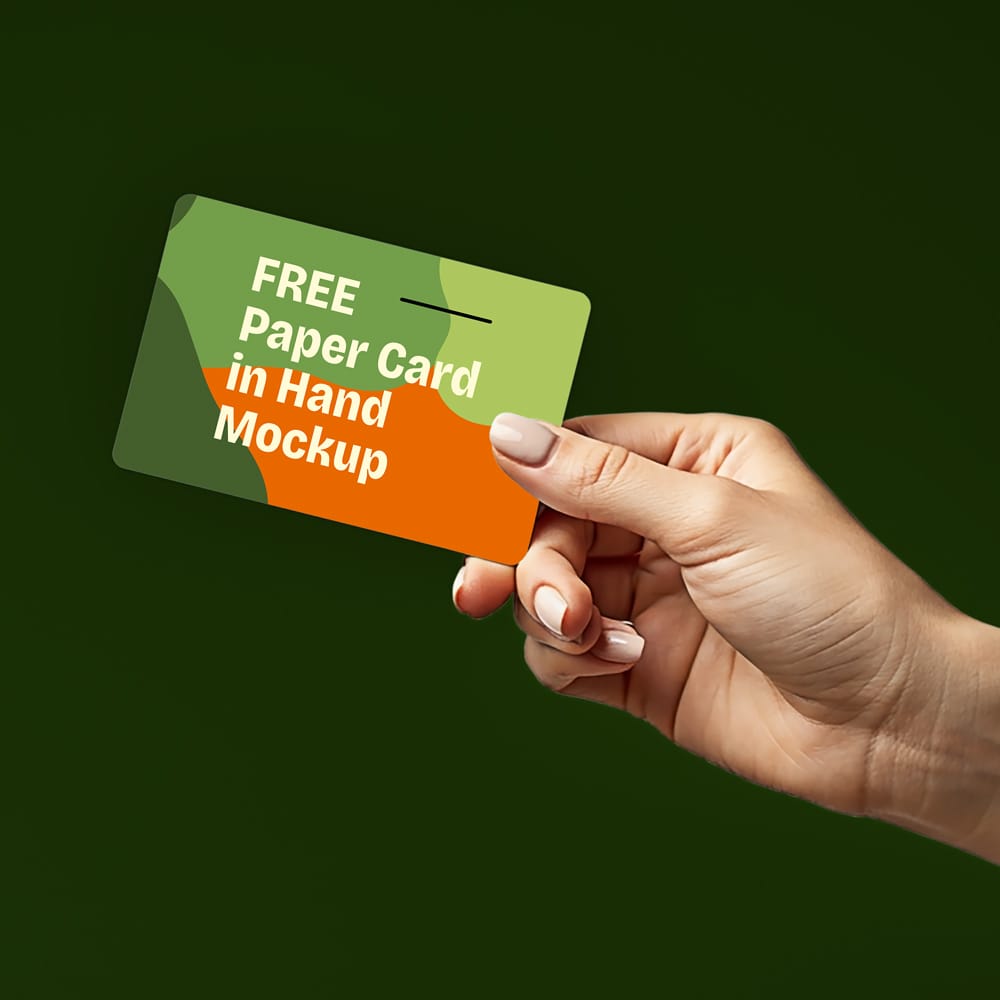 Free Paper Card in Hand Mockup PSD