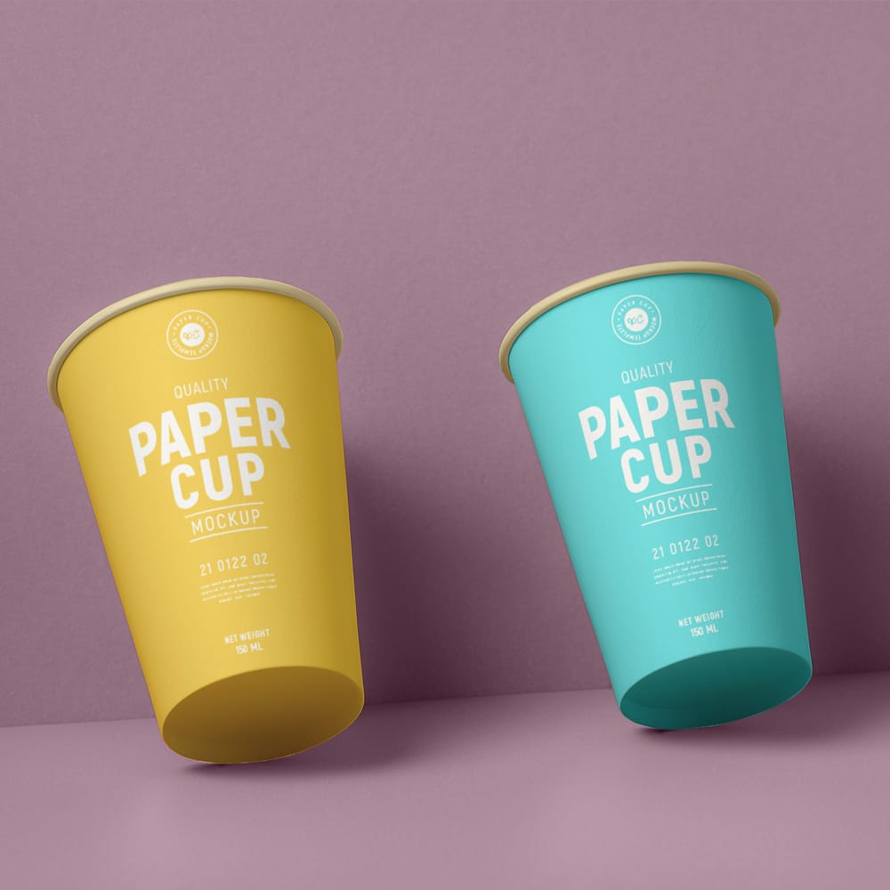 Free Paper Coffee Cups Mockup Template PSD 
